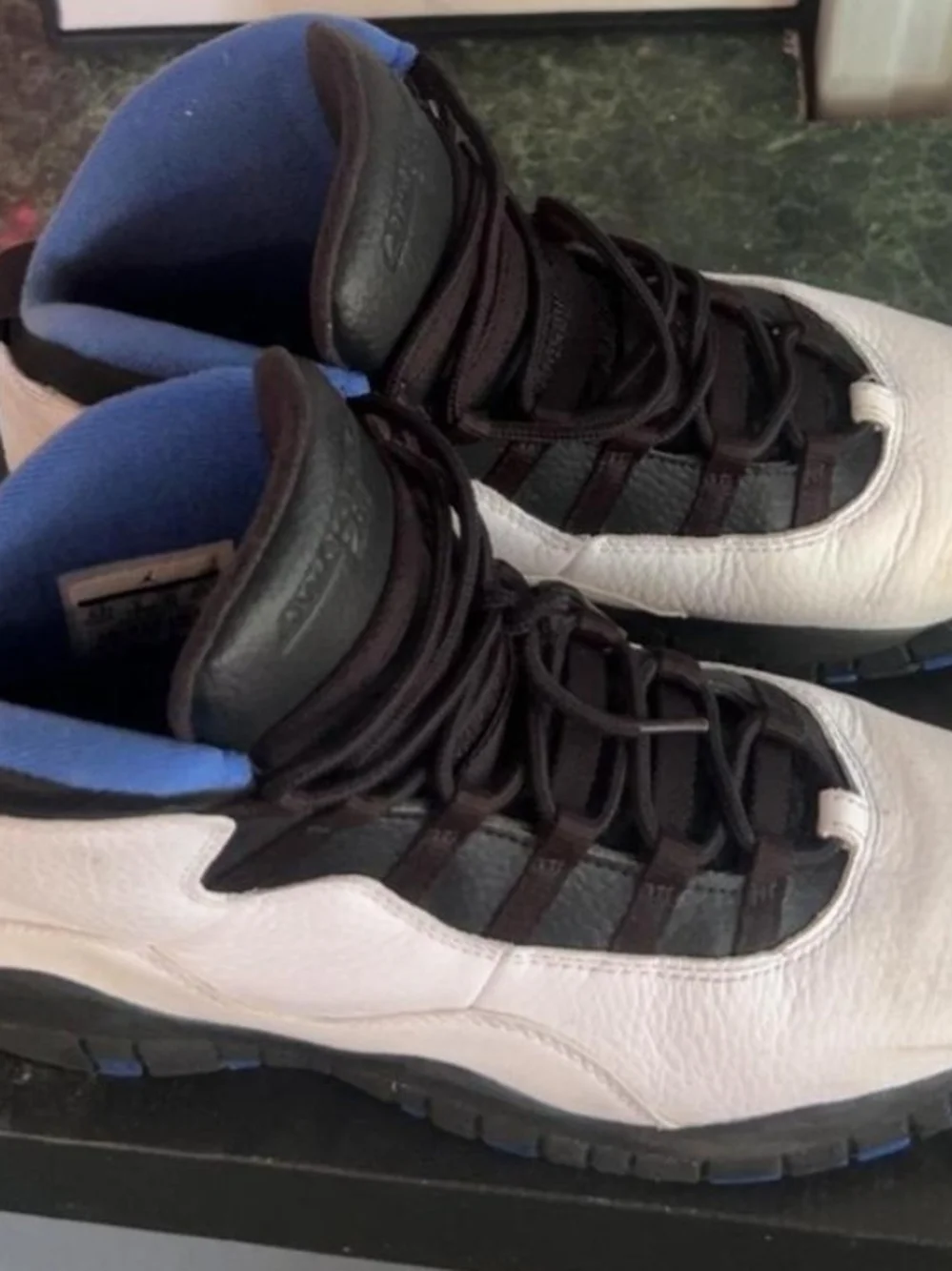 Men's Black and White Basketball Sneakers with Blue Lining (No Box Or Insoles)